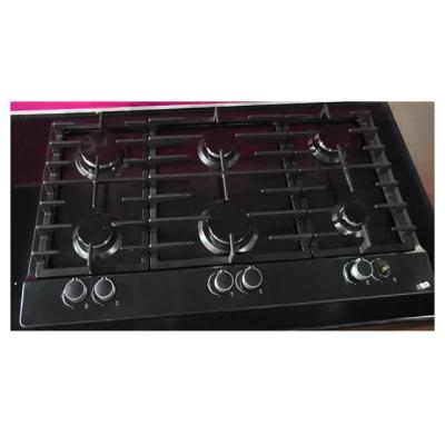 China Hotel 6 Burners Stainless Steel Panel Built In Gas Hob With Heavy Pan Support for sale