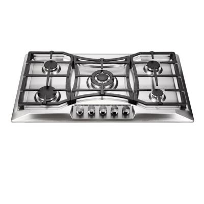 China 2021 Hotel Factory Designed Models Stainless Steel Panel Gas Hob,Built In 5 Burner Gas Cooker for sale