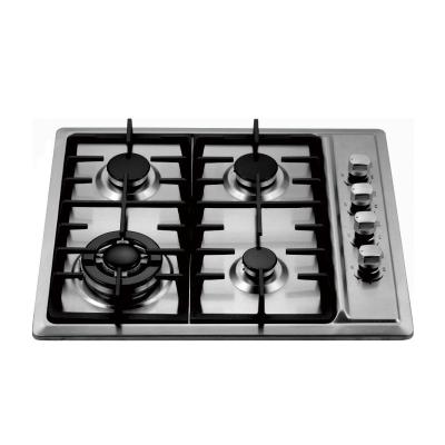 China Hotel CE Made Stainless Steel Panel 4 Burner Gas Hob , Heavy Duty Cast Iron Built In Kitchen Stove for sale