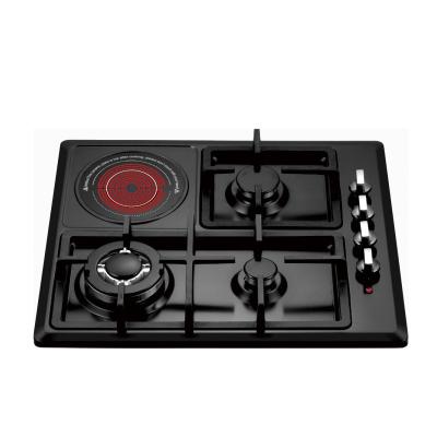 China Hotel Stainless Steel Color Gas Hob 3 Black Electric Gas 1 Gas Ceramic Gas Cooker for sale