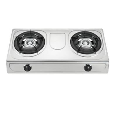 China Hotel Stainless Steel Table Gas Stove 2 Burner Gas Cooker In Zhongshan for sale