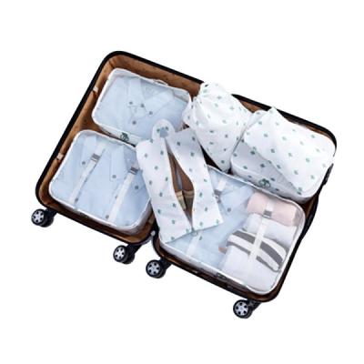 China Fashion 7 In 1 Set Color Twill Print Waterproof Packing Cube Organizer For Luggage Cube Storage Set Pouch for sale