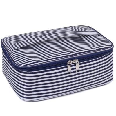 China Fashion Redferns New Design Striped Cosmetic Bag Mini Seersucker Cosmetic Bag Travel Makeup Bag for sale