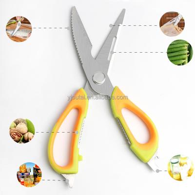 China Customized Hot Sale Customized Logo Multifunctional Vegetable Cutting Strong Kitchen Shears Chicken Bone Scissors With Cover for sale