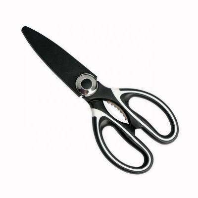 China Multifunctional Sharp Powerful Food Cutter Stainless Steel Chicken Bone Kitchen Stocked Vegetable Scissors With Bottle Opener for sale