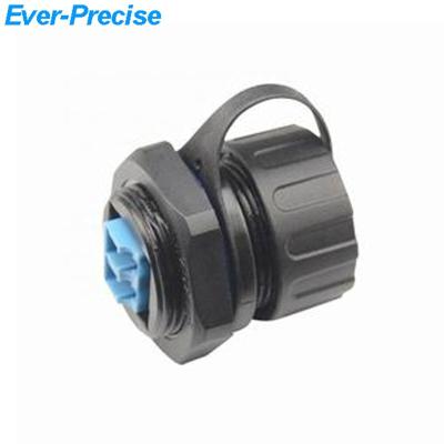 China Outdoor Waterproof M25 IP68 Fiber Optic LC Connector Female To LC Female Coupler Receptacle With Dust Plug EPOPFM2501 for sale