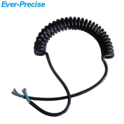 China Copper 8 Core Spiral PU Cable Jacket Black Stretch Cord for sale