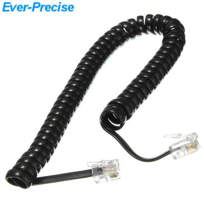 China Black coiled copper or braid wire telephone handset cord / handset coil tie rj9 telephone cable for sale