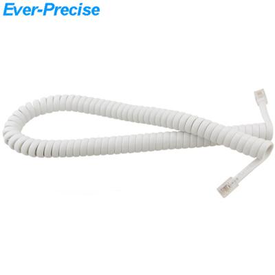 China White Curly Braid Wire Handset Cord Retractable Telephone Handset Cord for sale