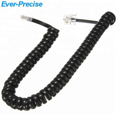 China Copper Black Telephone Cable Spiral Cable/RJ11 Telephone Cord Coil Cable RJ11 for sale