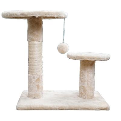 China 009 Viable White Wooden Scratcher Cat Tree House Sisal Poles Platform Frame Pet Supplies Cat Bed Toy Climbing Jumping Pets for sale