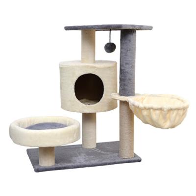 China 042 Viable Cat Jumping Platform Tower Climbing Silver Beige Pet Supplies Scratching Toy Wooden Cute Frame House Sisal Posts Scratcher for sale