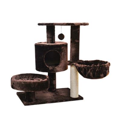 China 042 Viable Brown Cat Jumping Platform Tower Climbing Pet Supplies Scratching Posts Sisal Toy Wooden Cute Frame House Scratcher C for sale