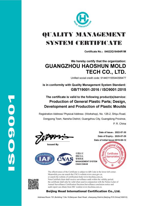 ISO9001 - Haoshun Mold Tech Co., Ltd.