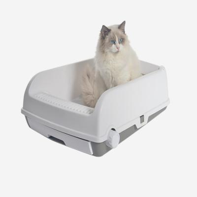 China Cat Litter Fashion Semi-Enclosed Lazy High Quality Viable Wholesale Cat Toilet for sale