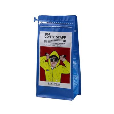 China Custom Empty Food Aluminum Foil Mylar Stand Up Coffee 12OZ Bean Packaging Bag Gusseted Block Bottom Side for sale