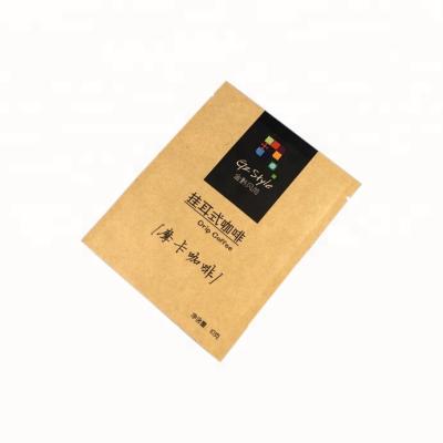 China Eco Friendly Barrier Side Seal Bag Kraft Paper Empty Sample Sachets 3 For Tea Sugar Powder Mayonnaise for sale