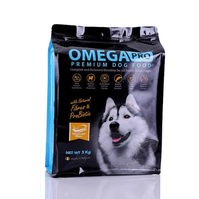 China Custom logo safety 5KG PE flat bottom plastic resealable ziplock bag for dog food packaging bag for sale