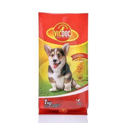 China Pet Food Custom Print Zipper Top Pocket Flat Bottom Plastic Laminated Durable Dog Food Packaging Bags for sale