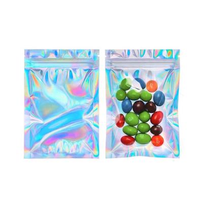 China Hologram Side Zipper Hologram Barrier One Smell Proof Transparent Holographic Phone Case Plastic Ziplock Bags for sale