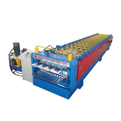 China Building Material Shops Hydraulic Cutter Zinc Roofing Sheet Deck Double Roll Forming Machine for sale