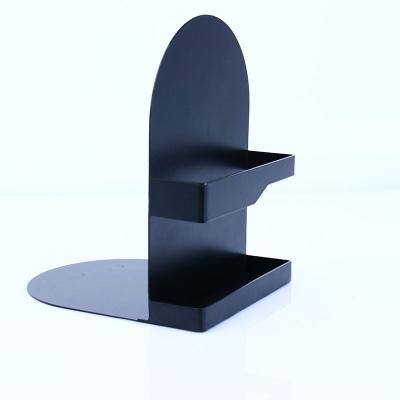 China New Good Heavy Duty Black Decorative Metal Book Holder Geometric Reading Bookends For Bookshelves for sale