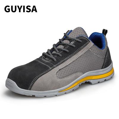 China Fashion Trend GUYISA Brand Safety Shoes Fashion Design Suede Leather Wear Resistant Rubber Sole Outdoor Casual Safety Shoes for sale