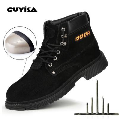 China GUYISA steel toe fashion soft work safety shoes boot men work boots with steel toe safety shoes for sale