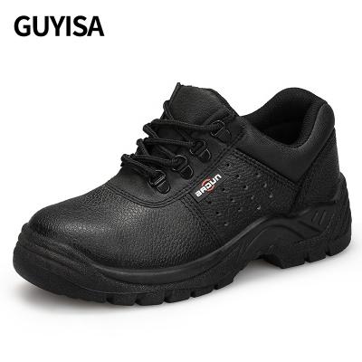 China GUYISA toe safety shoes lychee leather factory direct sales anti-puncture waterproof national standard steel waterproof safety shoes for sale