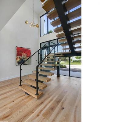 China Minimalist Easy Assemble Staircase Design Modern Straight Staircase Steel Wood Stairs For Villa for sale