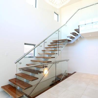 China Minimalist Customized Interior Staircase L Shape Middle Beam Stairs for sale