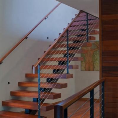 China Modern Minimalist Indoor Middle Staircase Wooden Straight Staircase Smooth for sale