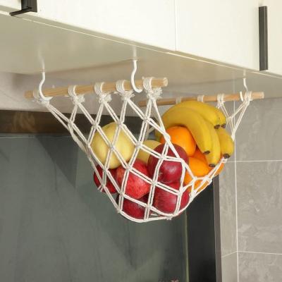 China Viable Hot Selling Fruit Hanging Hammock For Kitchen Under Cabinet Macrame Fruit Basket For Bananas Fruit Storage Hammock for sale