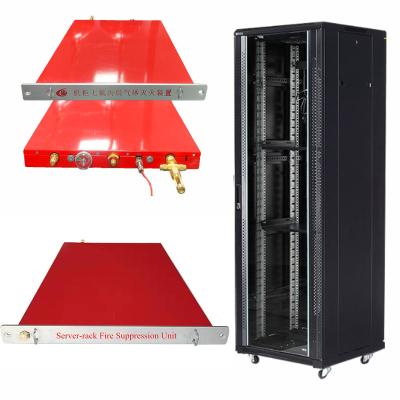 China Server Rack Fire Suppression Unit Novec 1230/FM200 Agents 1U/2U/3U Capacity Red System for sale