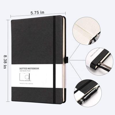 China Custom High Quality Diary Paper Notebook Personalized A5 A6 Bullet Grid Leather Dotted Notebook With Elastic Band for sale