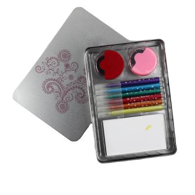 China 100% Eco-friendly Markers Pen Art Painting Tool Set Children 10PCS Tin Box Art Set Sketch Supplies For Painting for sale