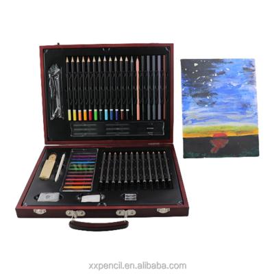 China 100% Eco-friendly Sketching Art Pencil Set 64PCS Mega Wooden Boxes Set Art Acrylic Paint Brushes For Oil Painting for sale