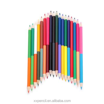 China 100% Eco-friendly Double End Colored Pencils Personalized Wooden Art Colored Pencils With Custom Logo for sale