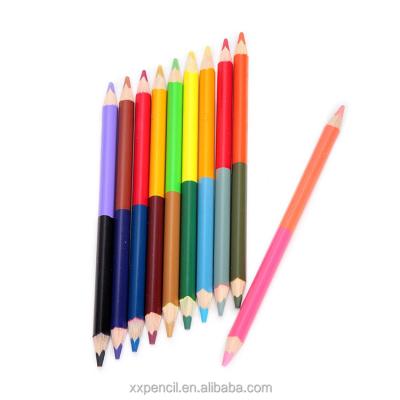 China 100% Eco-friendly Wholesale Custom Wooden Double Tips Dual Colors Pencil Doms Color Sketch Pencil Set for sale