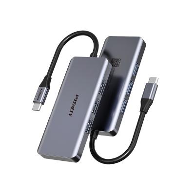 China Charging+Data Transfer Pisen NJ-TC08 USB Type C Hub Dock For Mackbook Air OTG USB3.0 Pro Customer Card Hub Adapter Gray OEM Status Compatible For Phone for sale