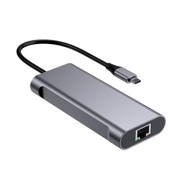 China Multifunctional Aluminum Alloy USB3.1 HD-MI Computer Adapter Ethernet Adapter Durable Aluminum Converter for sale