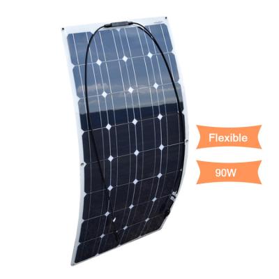 China Flexible Solar Panels Flexible Extremely ETFE Monocrystalline Ultra Lightweight Module RV Marine 90 Watts Semi-Flex Solar Panel 12 Volt for sale