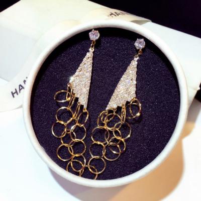 China New Design Fashion 925 Sterling Silver Trendy Luxury Rhinestone Long Tassel Stud Earrings Jewelry WomenE002369 Needle Statement Earrings for sale