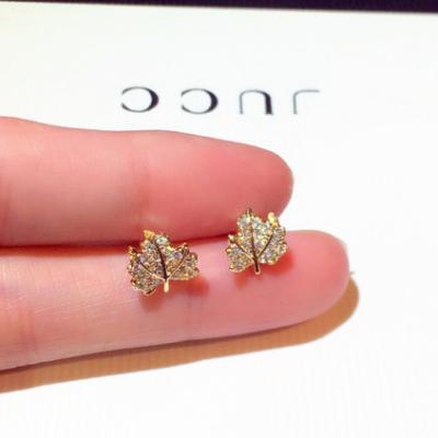 China Newcomer Fashion designer 925 Sterling Silver Needle Korean Earrings rhinestone leaf stud earrings FASHION Luxury Jewelry WomenE002389 for sale