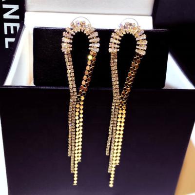 China New Design TRENDY 925 Fashion Long Geometric Tassel Stud Earrings Sterling Silver Needle Statement Earrings Luxury WomenE002314 for sale