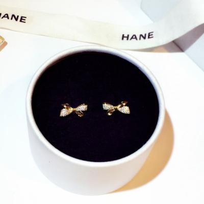 China New Fashion Jewelry WomenE002367 Cute Rhinestone Bowknot Stud Earrings Sterling Silver Needle Korean Designer 925 Cuty Earrings for sale