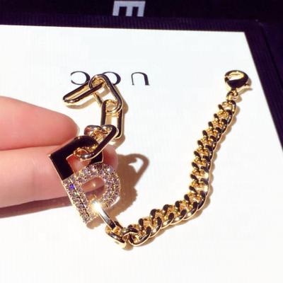 China Fashion Designer New Arrival High Quality Rhinestone Statement Letter Bangle Bracelet Jewelry Women S00314 for sale