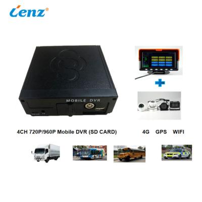 China 4 channel mdvr 720P mobile video recording system with GPS SD card storage 3G 4G Wifi 128G 256G MDVR recorder LZ8713HEB-4HD for sale