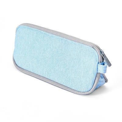 China Large Capacity KACO Blue Color Big Capacity Canvas Pen Pencil Case Bag Marker Storage Pouch Stationery Bag for School Office for sale