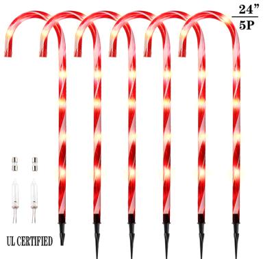 China Connect HQ Christmas Butt Candy Cane Stake Lights Outdoor Garden Lights for sale